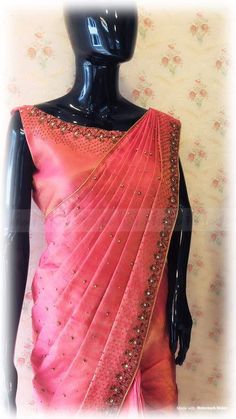 Net Sarees, Unique Saree, Pink Blouse Designs, Saree Blouse Styles, Saree Embroidery, Saree Embroidery Design