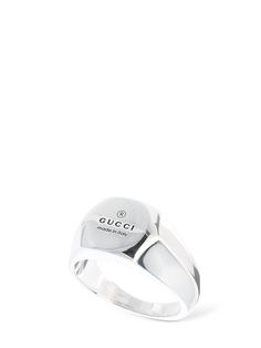 Width: 1cm. 925 Sterling silver . Engraved logo detail Gucci Fine Jewelry Rings For Formal Occasions, Gucci Formal Fine Jewelry Rings, Designer Gucci Rings With Polished Finish, Elegant White Gold Sterling Silver Signet Ring, Gucci Rings With Polished Finish For Formal Occasions, Elegant Silver Sterling Silver Signet Ring, Timeless Sterling Silver Rings For Everyday Luxury, Elegant Sterling Silver Engraved Ring With Polished Finish, Luxury Gucci Round Ring