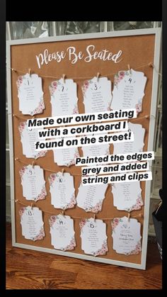 a bulletin board with clothes hanging from it's sides and the words made out of paper