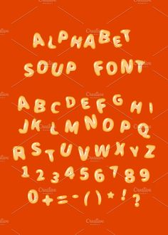 the alphabet and numbers are drawn with yellow paint on an orange background, which is also in