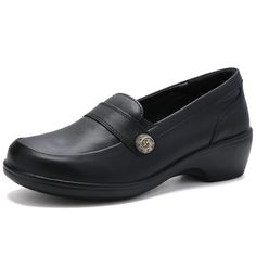 PRICES MAY VARY. [Vegan Leather ]: Created using soft materials that imitate the texture and appearance of genuine leather, these slip-on loafers are not only fashionable but also environmentally friendly. The solid color design complements any outfit, adding a touch of trendy style to your look [Easy Slip-on/off]: Effortlessly slide into these comfortable womens dress shoes, thanks to the elastic bands on both sides. They provide a snug fit without the need for tying. Enjoy the convenience and Shoes Business Casual, Comfortable Dress Shoes For Women, Women Dress Shoes, Shoes Business, Prevent Blisters, Business Casual Shoes, Dressy Shoes, Business Casual Work, Orthopedic Shoes