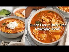 two bowls of gluten free and dairy free lasagna soup