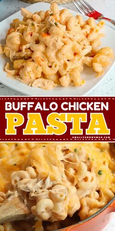 Your new favorite pasta dinner idea! It's a simple casserole recipe. Not only is this  buffalo chicken pasta bake creamy and cheesy, but it is also hearty and flavorful! Save this and try it! Buffalo Pasta, Buffalo Chicken Pasta, Elbow Pasta, Baked Buffalo Chicken, Chicken Pasta Bake, Easy Pasta Dishes, Pasta Dinners, Pasta Dinner Recipes, Chicken Pasta Recipes