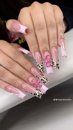 Pink Square Nails, Hard Nails, Colored Acrylic Nails, Girly Acrylic Nails, French Acrylic Nails, Classy Acrylic Nails, Exotic Nails