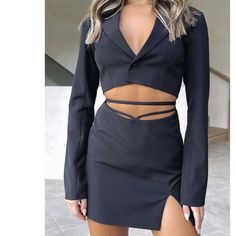 Super Cute Skirt And Blazer Set. Nwot Blazer E Short, Pant Suits For Women, Blazer And Skirt Set, Tie Skirt, Pantsuits For Women, Blazer And Skirt, Crop Blazer, Blazer Set, Split Skirt