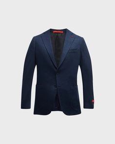 Isaia blazer in solid wool-blend jersey.Notched lapels.Two-button silhouette.Chest welt pocket.Side patch pockets.Unfinished sleeves.Double-vented back.Wool/silk/linen.Lining: Silk Dry clean Made in Italy Model is 6'1'/185cm. Semi-formal Long Sleeve Tweed Jacket With Patch Pockets, Navy Blazer With Welt Pockets, Semi-formal Wool Blazer With Welt Pockets, Navy Blazer With Patch Pockets, Navy Blazer With Patch Pockets And Long Sleeves, Fall Blazer With Welt Pockets For Business Meetings, Fall Blazer For Business Meetings With Welt Pockets, Fall Sport Coat With Welt Pockets For Business Meetings, Business Casual Wool Tweed Jacket With Patch Pockets