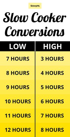 a yellow and black sign that says slow cooker conversations low high 7 hours 8 hours