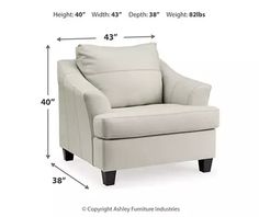 an image of a chair with measurements for it