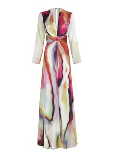 Iridescent Dress, Printed Gowns, Long Sleeve Gown, Silk Maxi, Silk Maxi Dress, Moda Operandi, Flare Dress, Silk Dress, Designing Women