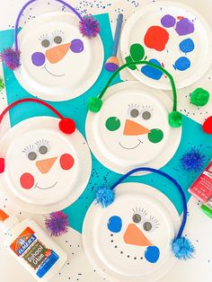 snowman paper plate color match craft for kids