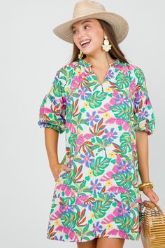 Spot On Palm Shift, Cream Multi Casual Bold Print Vacation Dress, Spring V-neck Dress With Palm Tree Print, Off Shoulder Jacket, Athleisure Accessories, Blue Door, Comfy Tops, Blazer Dress, Black Maxi Dress, Beach Trip