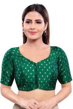 Buy Jacquard Woven Blouse in Green Brocade Saree, Open Blouse, Blouse Indian, Blouse Designer, Jacquard Blouse, Colorful Blouses, Ladies Blouse Designs, Saree Blouses, Blouse Neck