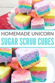 Body Scrub Cubes, Unicorn Body Butter, Scrub Bars, Easy Diy Beauty Products, Sugar Scrub Cubes, Apparel Business, Beauty Tutorial, Peppermint Sugar, Diy Unicorn