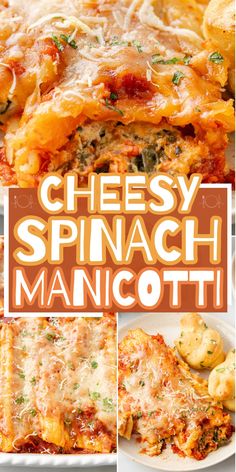 cheesey spinach manicotti casserole is an easy and delicious dinner