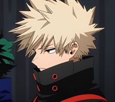 an anime character with blonde hair and black clothes