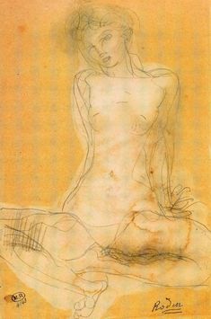 a drawing of a woman sitting on the ground