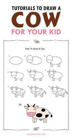 how to draw a cow for your kid with step - by - step instructions and pictures