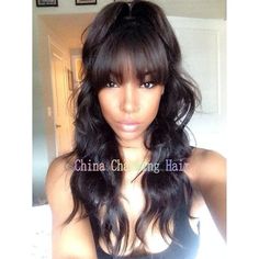 Wholesale cheap body wave wig with bangs online, 200g - Find best super quality body wave malaysian virgin human hair glueless full lace wig Front lace wig In stock With straight bangs dHL free shipping at discount prices from Chinese full lace wigs supplier on DHgate.com. Brazilian Virgin Hair Body Wave, Indian Remy Hair, Pompadour, Winter Hairstyles, Remy Hair