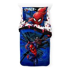 spiderman bedding set with blue background