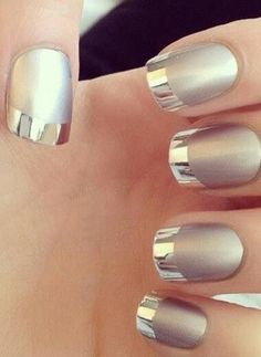 Nails 2022 Metallic, Metallic Nail Designs, Winter Nails 2022, Metallic Nails Design, Nail Paint Shades, Silver Nail Designs, Nail Designs Ideas, Metallic Nail, Metallic Nail Polish