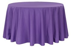 a round table covered in purple satin