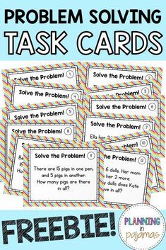 problem solver task cards with the words problem solvers in black and white text