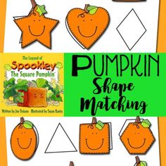 pumpkin shape matching game for kids to learn shapes and numbers with the help of an orange