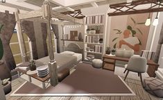 Bloxburg Mansion Room Ideas, Bloxburg Mansion, Aesthetic Bloxburg, Chanel House, Bloxburg Rooms, Bloxburg Interior, Bloxburg Town, Bloxburg Bedroom, Fall Decal