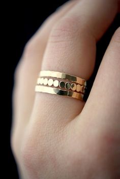 Gold Bead Extra Thick stacking ring set, gold stack ring, gold ring set, gold fill ring set, gold ri Thick Stacking Ring, Thick Rings, Bark Ring, Jewelry Design Studio, Bead Rings, Thick Ring, Gold Chain Design, Stacking Ring Set, Stack Ring