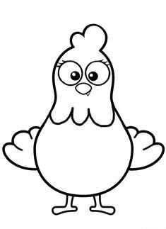 a black and white drawing of a chicken with eyes wide open, standing in front of a