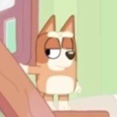 a cartoon dog with glasses looking in the mirror