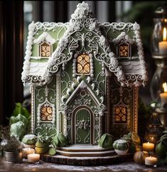 Gingerbread Houses Ideas, Gingerbread Stars, Gingerbread House Diy, White Gingerbread, Homemade Gingerbread House, Ginger House, Gingerbread House Designs, Cooking Lunch, Gingerbread Christmas Decor