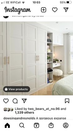 the instagram page for instagram com shows an image of a bedroom with white closets