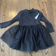 New With Tags On; Black Ribbed Long-Sleeves Dress On Top, Polka Dot Black Toulle Skirt On The Bottom. Size 12-18 Months. Purchased At Gap; Original Price $49.95. Smoke Free, Pet Free Home Winter Party Long Sleeve Tutu Dress, Winter Party Tutu Dress With Long Sleeves, Fitted Black Tutu Dress For Dress-up, Black Fitted Tutu Dress For Dress-up, Fitted Long Sleeve Tutu Dress For Winter, Fitted Long Sleeve Tutu Dress With Ruffles, Winter Fitted Tutu Dress With Ruffles, Cute Fitted Black Tutu Dress, Black Fitted Tutu Dress, Cute Style