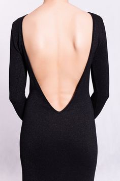 Black backless dress, made of thick, but elastic fabric with shiny thread. It is made to order. The fabric is elastic and fits the silhouette enhancing it. Back of this dress has low cut, but modest front make the dress realy elegant and dignified. Perfect evening dress! We need at least 14 days to make and ship. fabric: viscose/PA/EL SIZING in centimeters: XS: chest 76, waist 67, hips 82, length 154 ; S: chest 80, waist 71, hips 86, length 154 ; M: chest 84, waist 75, hips 90, length 154 ; L: c Elegant Dress Black, Wedding Bodysuit, Elegant Backless Dress, Lace Top Wedding, Gown Elegant, Bodycon Evening Dress, Black Backless Dress, Deep V Neck Dress, Dress Long Sleeves