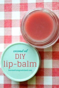 Easy DIY Virgin Coconut Oil Lip Balm - make your own luscious and soothing lip balm with healthy coconut oil and stay beautifully hydrated all winter long! Easy Lip Balm, Lip Balm Diy, Coconut Oil Lip Balm, Coconut Oil Face Mask, The View From Great Island, Diy Coconut Oil, Cooking With Coconut Oil