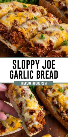 this sloppy joe garlic bread is loaded with ground beef and cheese