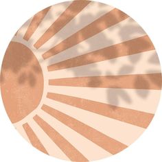 the sun is shining brightly in front of an orange and white circle with shadows on it