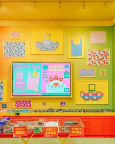 a brightly colored display in a children's playroom