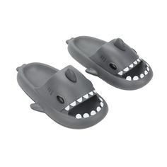 Dive into casual comfort and shark-inspired style with these men's gray single molded slide sandals. Crafted with precision from EVA materials, these slides offer a custom-designed shark aesthetic that's sure to make a splash. Designed to fit men's shoe sizes 8.5-11, these sandals are the perfect blend of playful design and practical comfort. Whether you're at the beach or lounging at home, these shark-style slides bring a touch of the ocean to your every step. Shark Slides, Shark Themed, Men's Shoe, Open Toe Shoes, Round Toe Heels, Pretty Shoes, Christmas 2024, Men Shoes Size, Playful Design