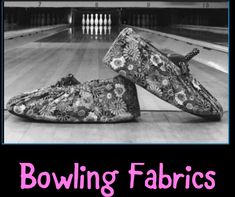 two pieces of fabric sitting on top of a bowling ball court with the words bowling fabrics