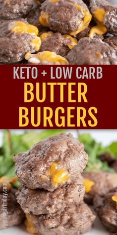 keto and low carb butter burgers stacked on top of each other