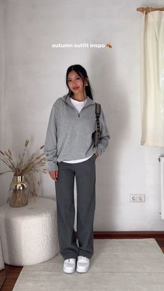 Autumn Business Outfits Women, Casual Outfit With Dress Pants, Gray Pants Fall Outfit, Nyc Work Outfit Business Casual, Autumn Winter Work Outfits, Slacks Dressy Outfit, 2024 Autumn Outfits Work, Work Outfits Women Grey Pants, Women’s Business Casual Fall