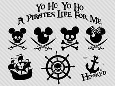 mickey mouse and other disney characters with the words you ho ho pirates life for me