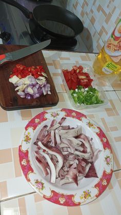 the food is prepared and ready to be cooked on the stove in the home kitchen