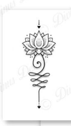 a black and white drawing of a flower with a spiral design on the front of it