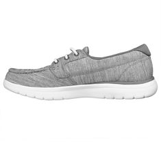 Iconic design and premium materials fuse with innovative Skechers Performance technology to achieve the ultimate in comfort and style. Skechers On-the-GO Flex - Ashore has a colorful heathered finish soft linen fabric upper in a casual boat shoe design with a Skechers Air-Cooled Goga Mat insole and lightweight ULTRA GO cushioning. | Skechers Women's On-the-GO Flex - Ashore Shoes | Wide Width | Skechers Air-Cooled Goga Mat breathable insole with high-rebound cushioning | Lightweight, responsive U Boat Fashion, Shoe Design, Fabric Shoes, Boat Shoe, Wide Shoes, Waterproof Shoes, Iconic Design, Skechers Women, School Shoes