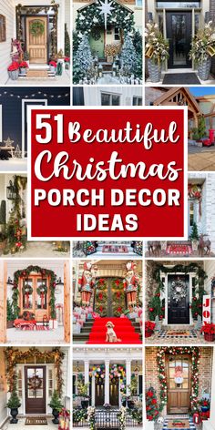 Elevate your Christmas porch decor with creative outdoor holiday decor ideas. From seasonal Christmas wreaths and rustic garlands to twinkling lights and cozy accents, these DIY Christmas porch ideas will infuse warmth and cheer into your front entryway. Embrace the spirit of the season with farmhouse-inspired Christmas porch arrangements that exude elegance and welcome guests with merry and bright vibes. Get ready to spread holiday joy with stunning front porch ideas for Christmas. Outdoor Column Christmas Decor, Christmas Porch Ideas, Porch Christmas Tree, Porch Garland, Holiday Decor Ideas, Christmas Porch Decor Ideas, Outside Christmas Decorations, Front Door Christmas Decorations, Christmas Planters