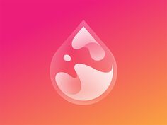 a drop of water on a pink and orange background