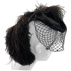 A fantastic 1940s riding-styled tilt hat in black with a charming ostrich feather that curls around the back to side of face. Thick crocheted veil edged in sequins. One size fits all. Crochet Veil, Side Of Face, Ostrich Feather, Ostrich Feathers, Hat Fashion, One Size Fits All, Veil, Accessories Hats, Dreadlocks